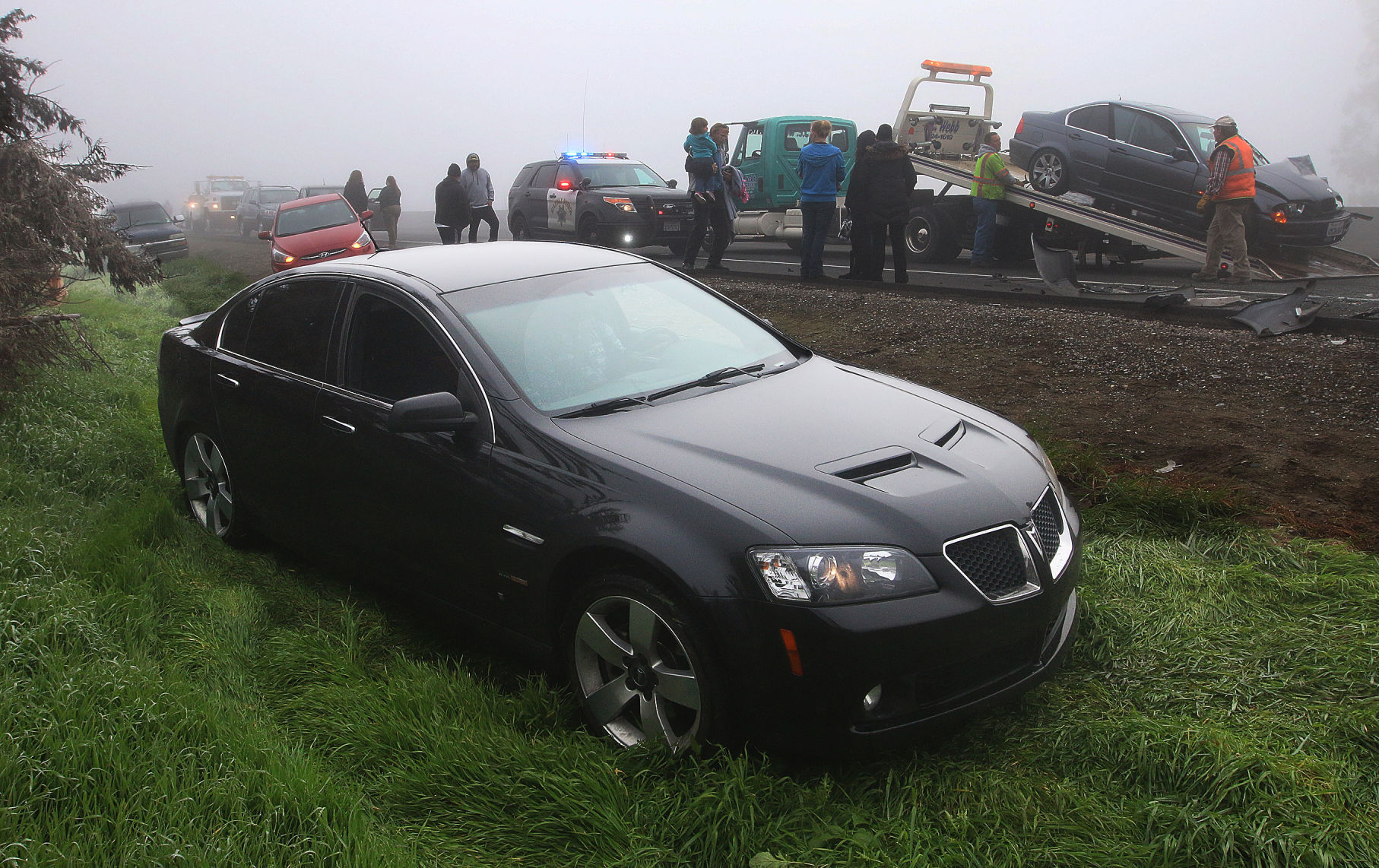 Accidents on Highway 198 in fog